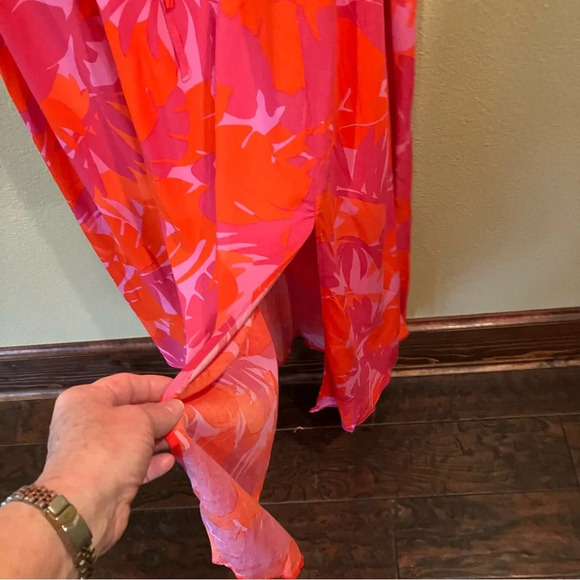 MNG Mango Sleeveless Flowy Printed Midi Dress, size 6, Tropical Summer Beachy - Picture 7 of 11